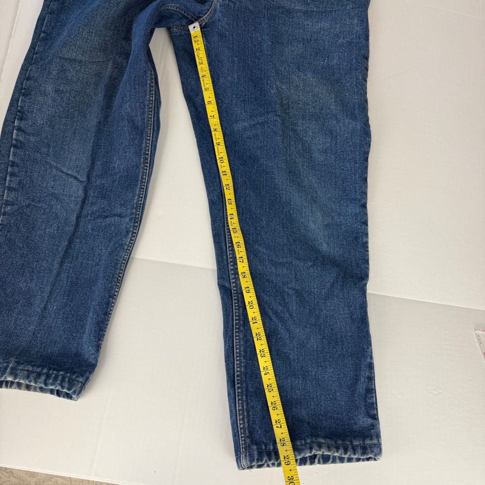 Lands End Square Rigger Flannel Lined Jeans Mens 38x29 Blue Plaid Denim Straight - Picture 5 of 8